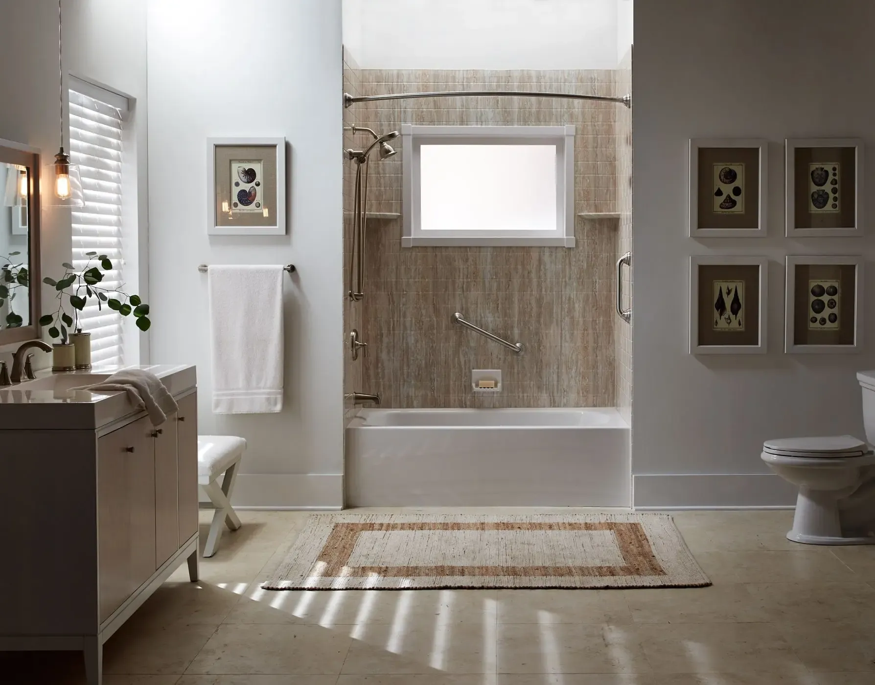 Bathtub with custom stone surround